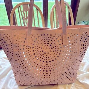 Large Tote Bag - Soft Pink & Bronze